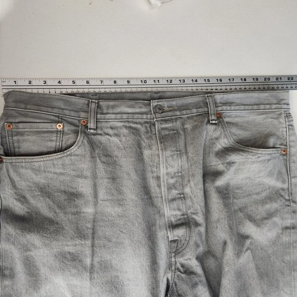 Levis 501 Button Fly Jeans Size W42 L29.5 Original Fit Gray Denim